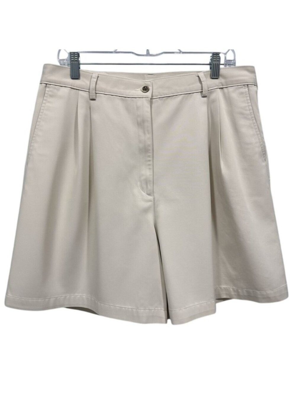 Vtg Y2K LL Bean Pleated Khaki Chino Shorts Normcore Preppy Hi-Rise Womens 18